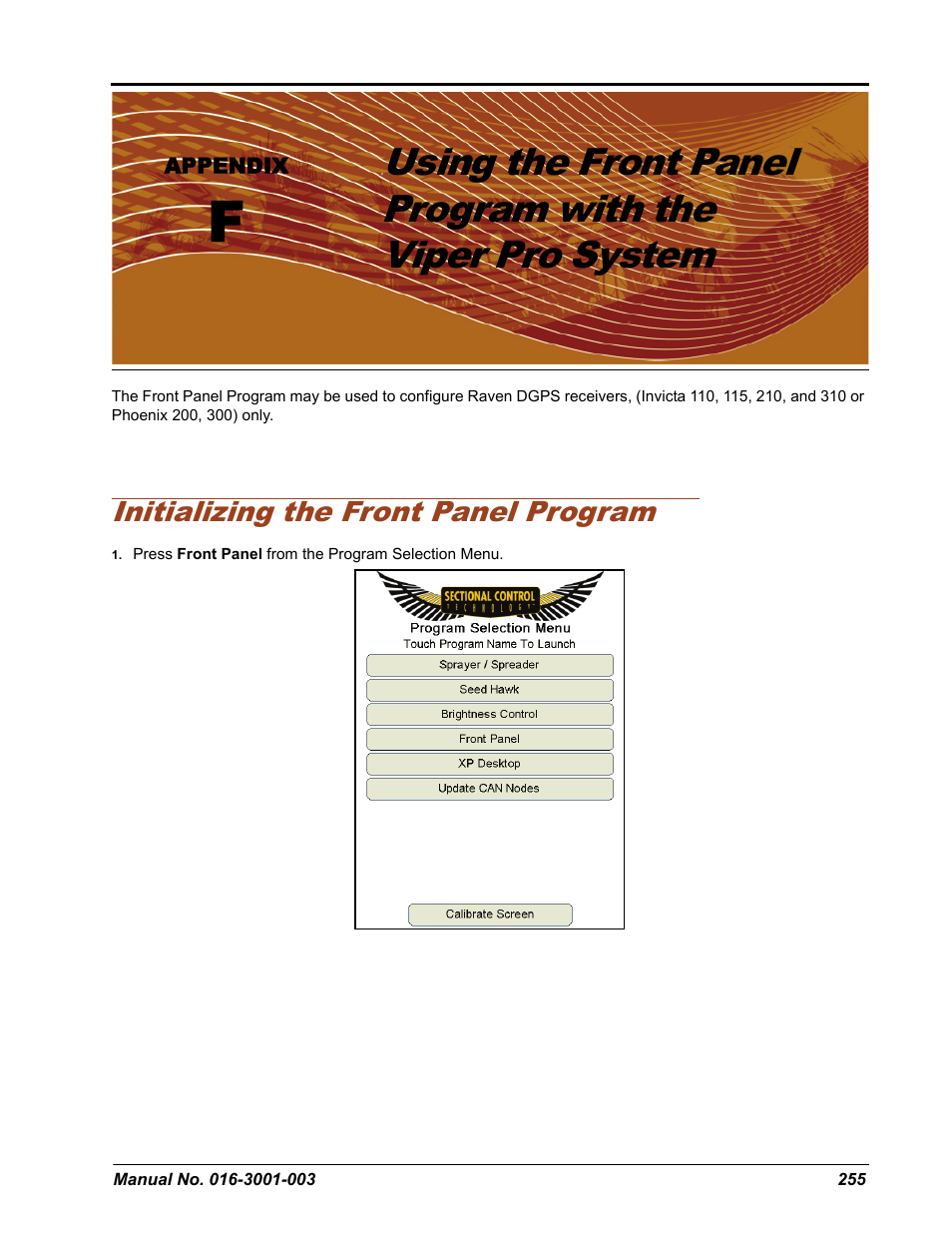 Initializing the front panel program | Seed Hawk Raven 2012 User Manual | Page 267 / 286
