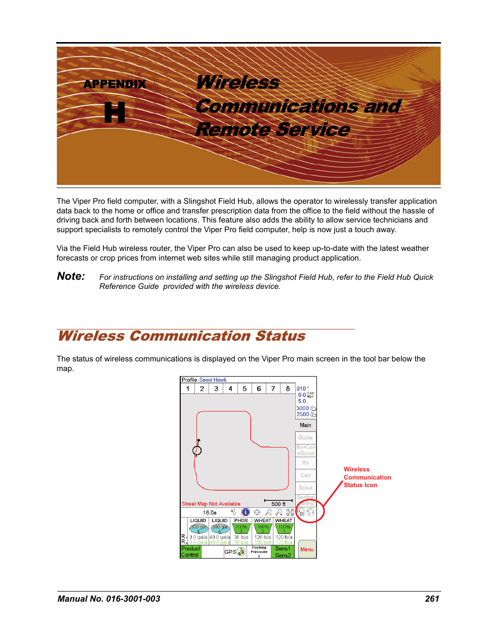 Wireless communications and remote service, Wireless communication status | Seed Hawk Raven 2012 User Manual | Page 273 / 286