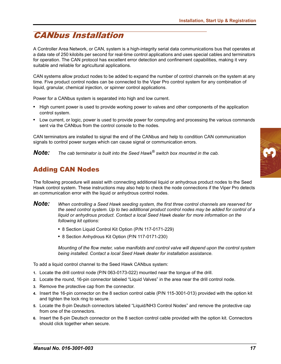 Canbus installation, Adding can nodes | Seed Hawk Raven 2012 User Manual | Page 29 / 286