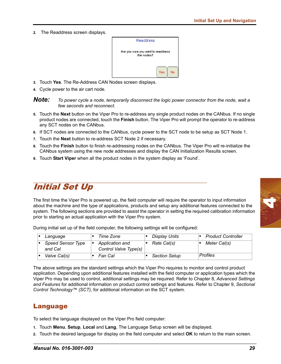 Initial set up, Language | Seed Hawk Raven 2012 User Manual | Page 41 / 286