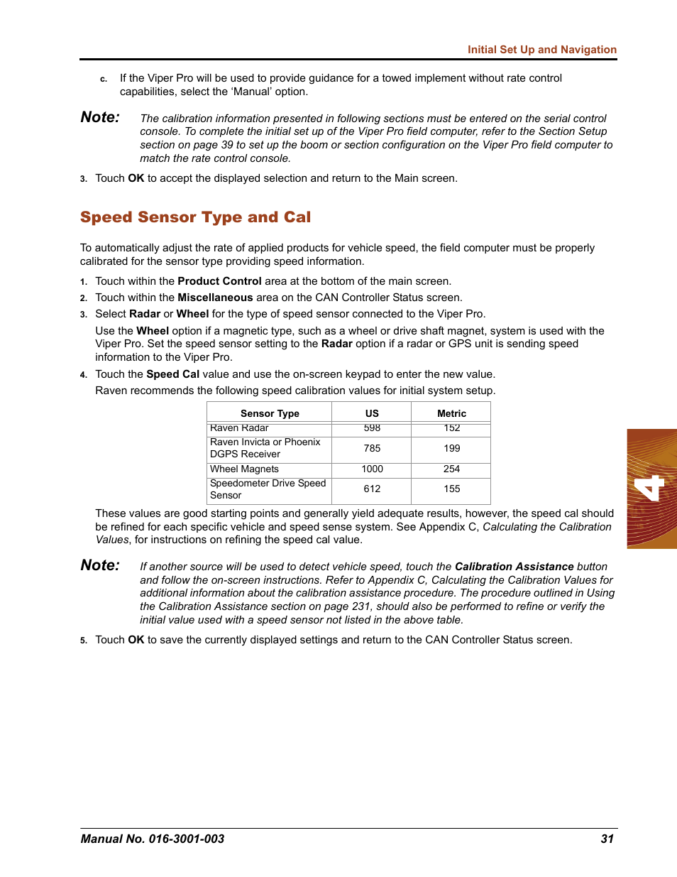 Speed sensor type and cal | Seed Hawk Raven 2012 User Manual | Page 43 / 286