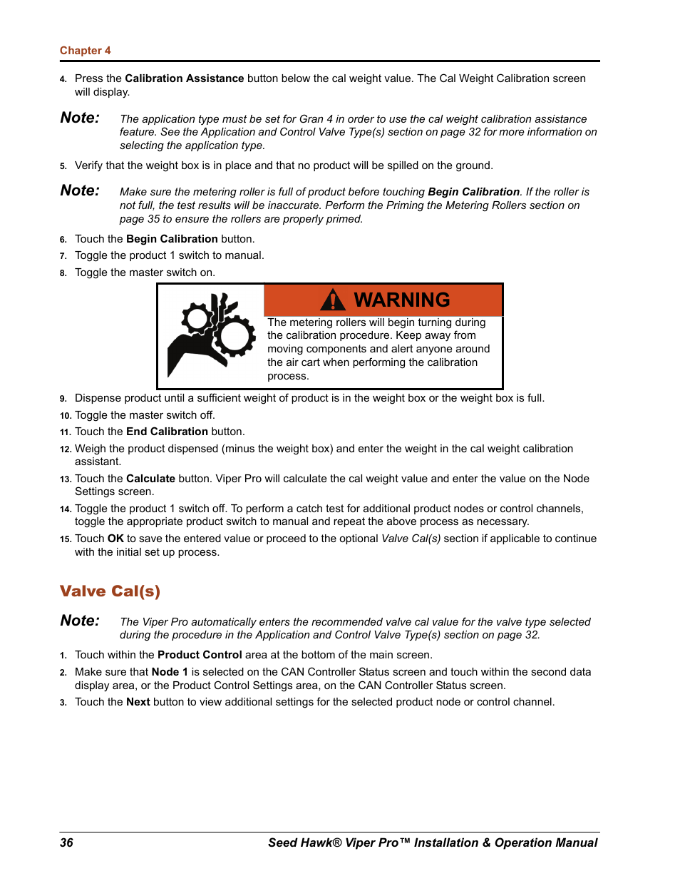 Warning | Seed Hawk Raven 2012 User Manual | Page 48 / 286