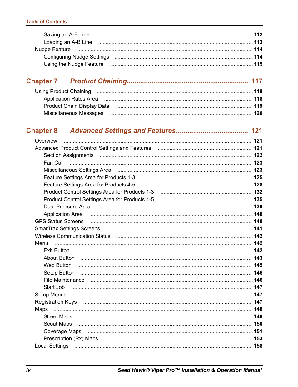 Chapter 7 product chaining, Chapter 8 advanced settings and features | Seed Hawk Raven 2012 User Manual | Page 6 / 286