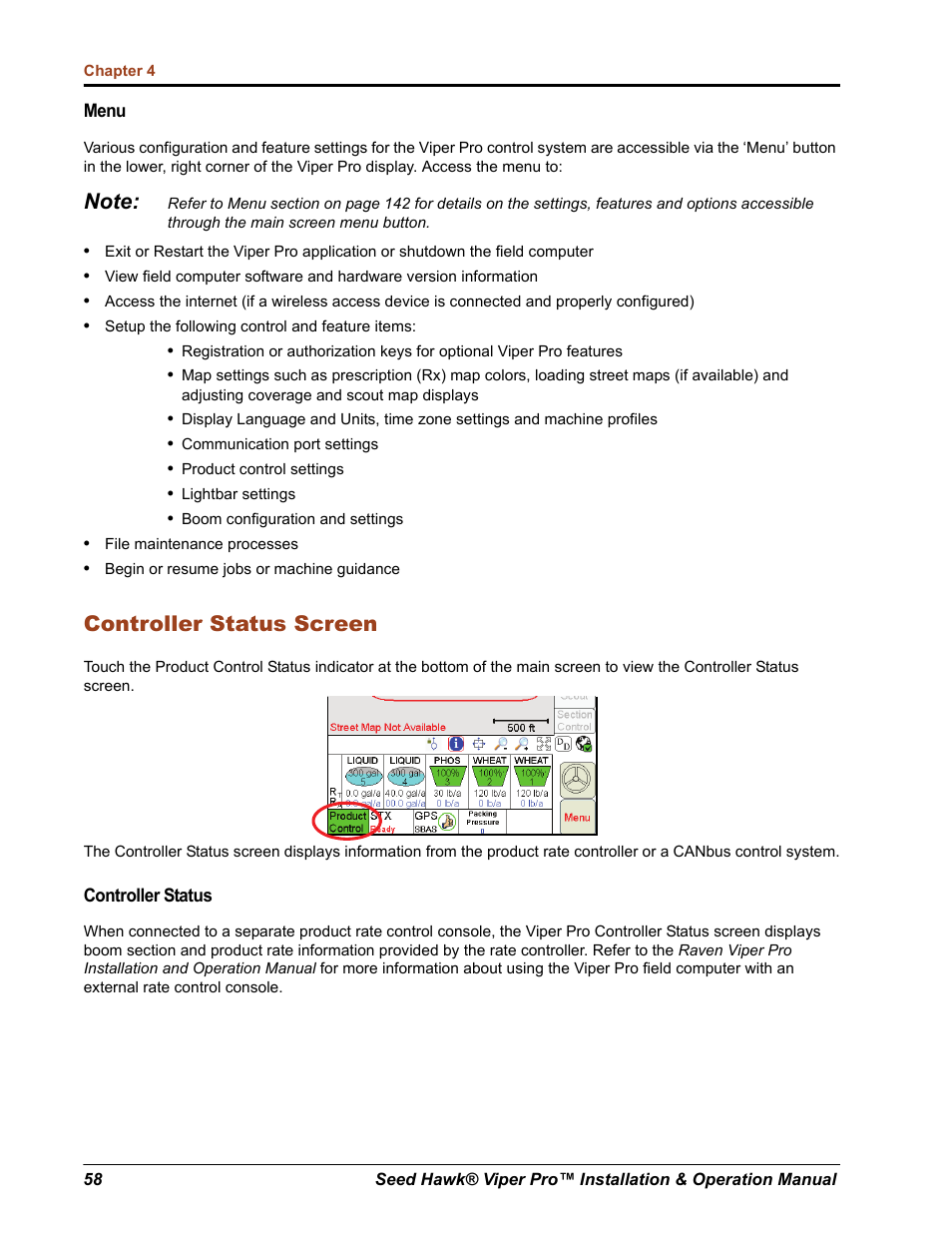 Controller status screen | Seed Hawk Raven 2012 User Manual | Page 70 / 286