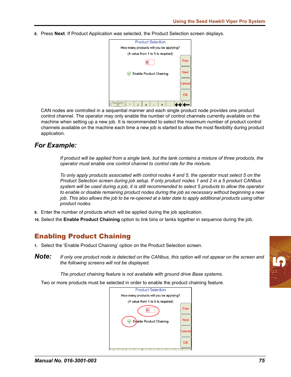 For example, Enabling product chaining | Seed Hawk Raven 2012 User Manual | Page 87 / 286
