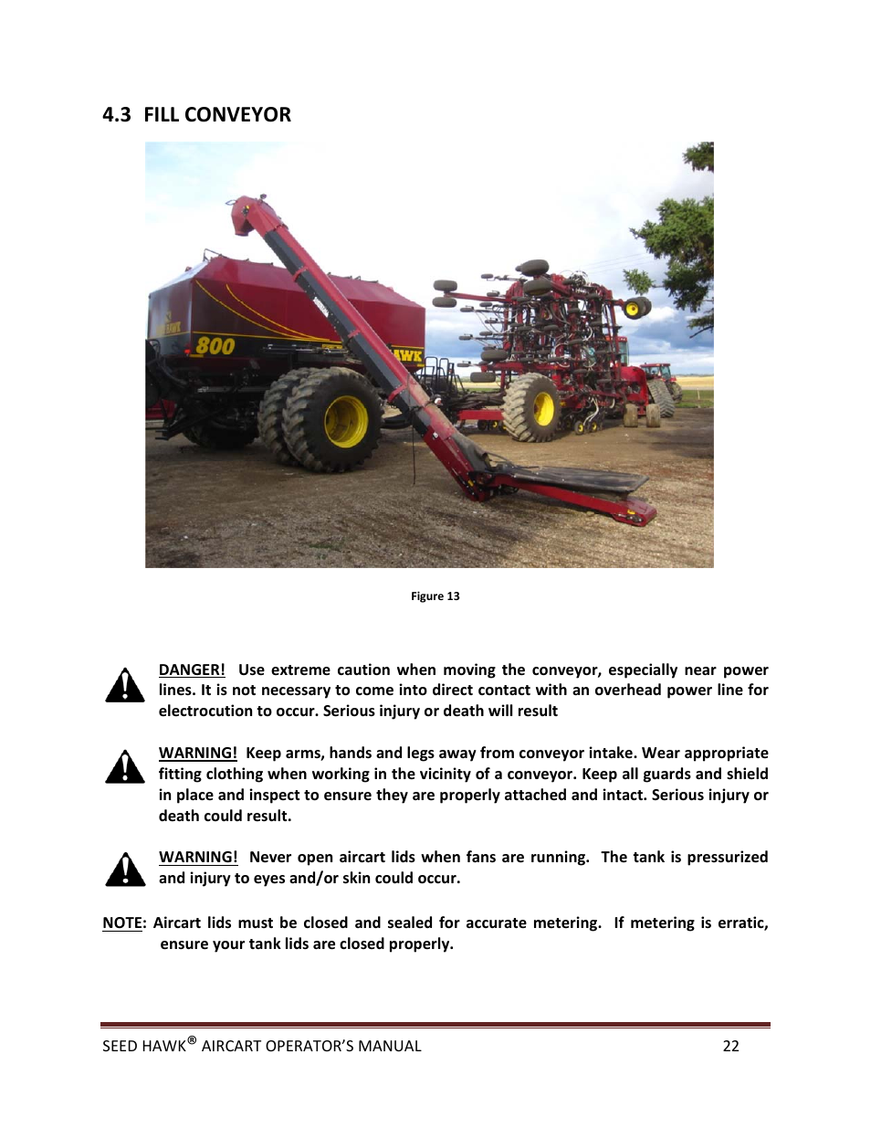 3 fill conveyor | Seed Hawk AIRCART 2013 User Manual | Page 27 / 99