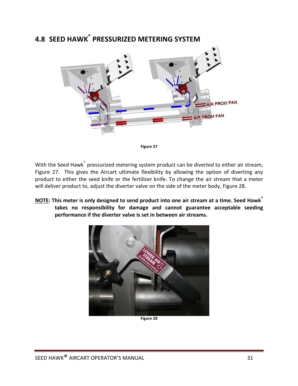 8 seed hawk, Pressurized metering system | Seed Hawk AIRCART 2013 User Manual | Page 36 / 99