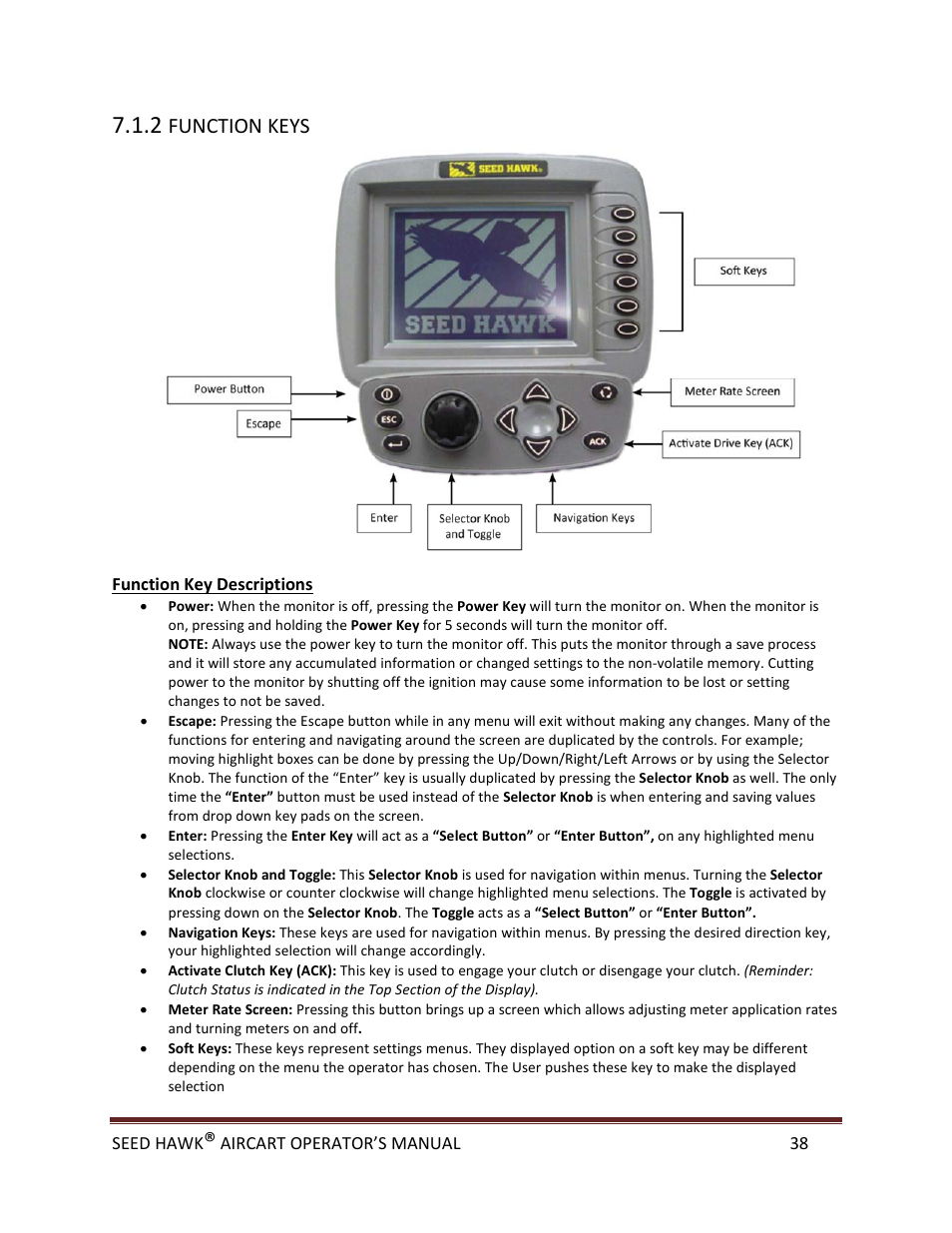 Function keys | Seed Hawk AIRCART 2013 User Manual | Page 43 / 99