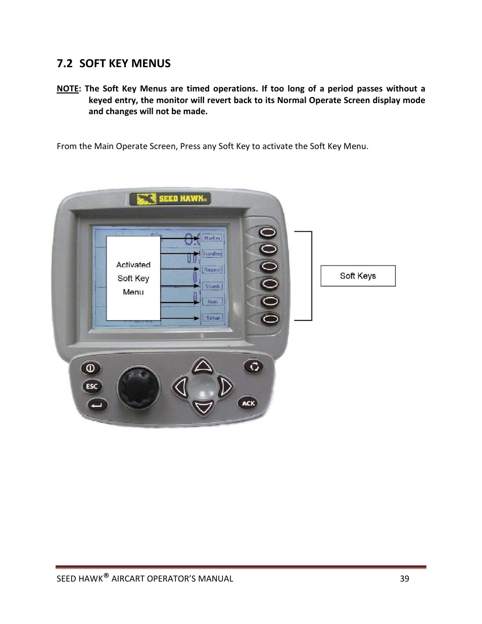 2 soft key menus | Seed Hawk AIRCART 2013 User Manual | Page 44 / 99