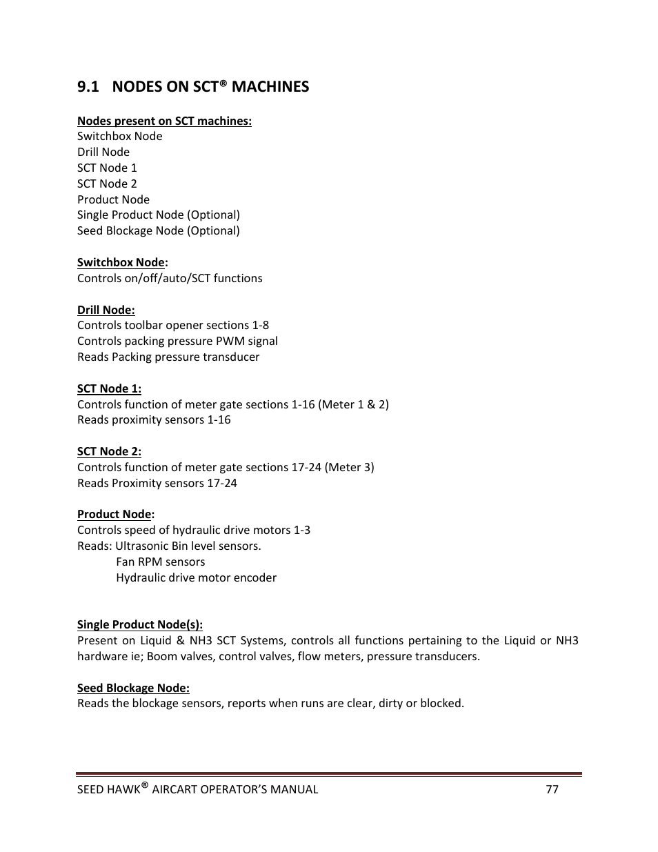 1 nodes on sct® machines | Seed Hawk AIRCART 2013 User Manual | Page 82 / 99