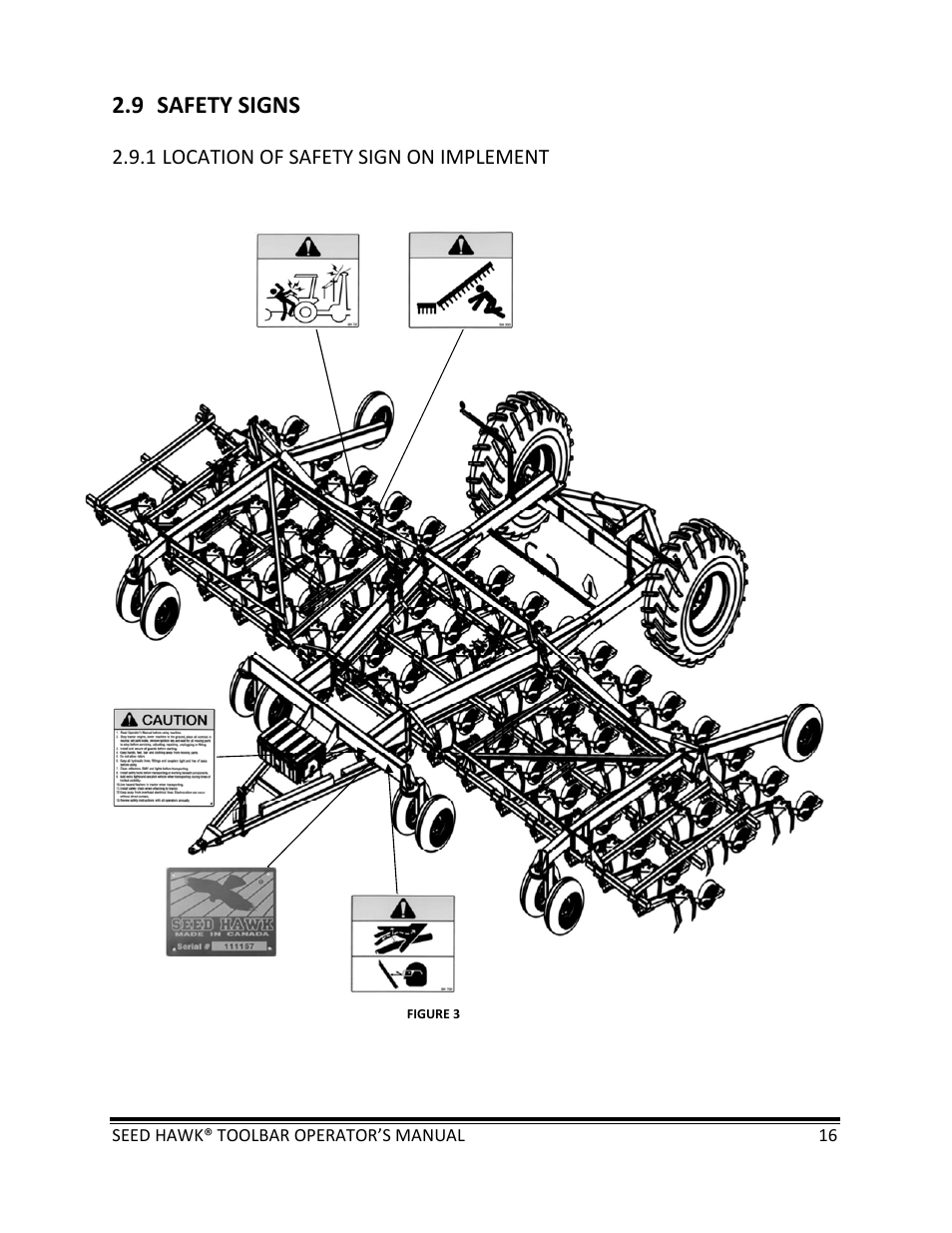 9 safety signs | Seed Hawk TOOLBAR 2013 45 & XL SERIES User Manual | Page 16 / 113