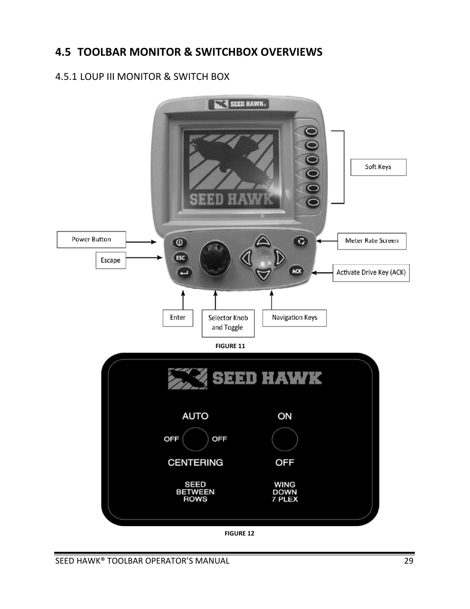5 toolbar monitor & switchbox overviews | Seed Hawk TOOLBAR 2013 45 & XL SERIES User Manual | Page 29 / 113
