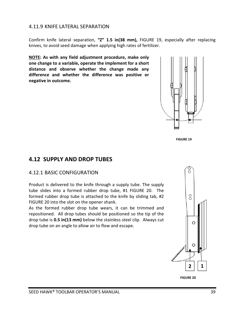 12 supply and drop tubes | Seed Hawk TOOLBAR 2013 45 & XL SERIES User Manual | Page 39 / 113