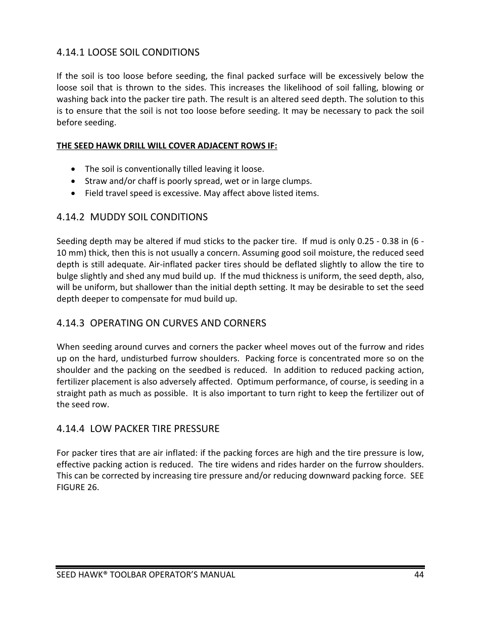 Seed Hawk TOOLBAR 2013 45 & XL SERIES User Manual | Page 44 / 113