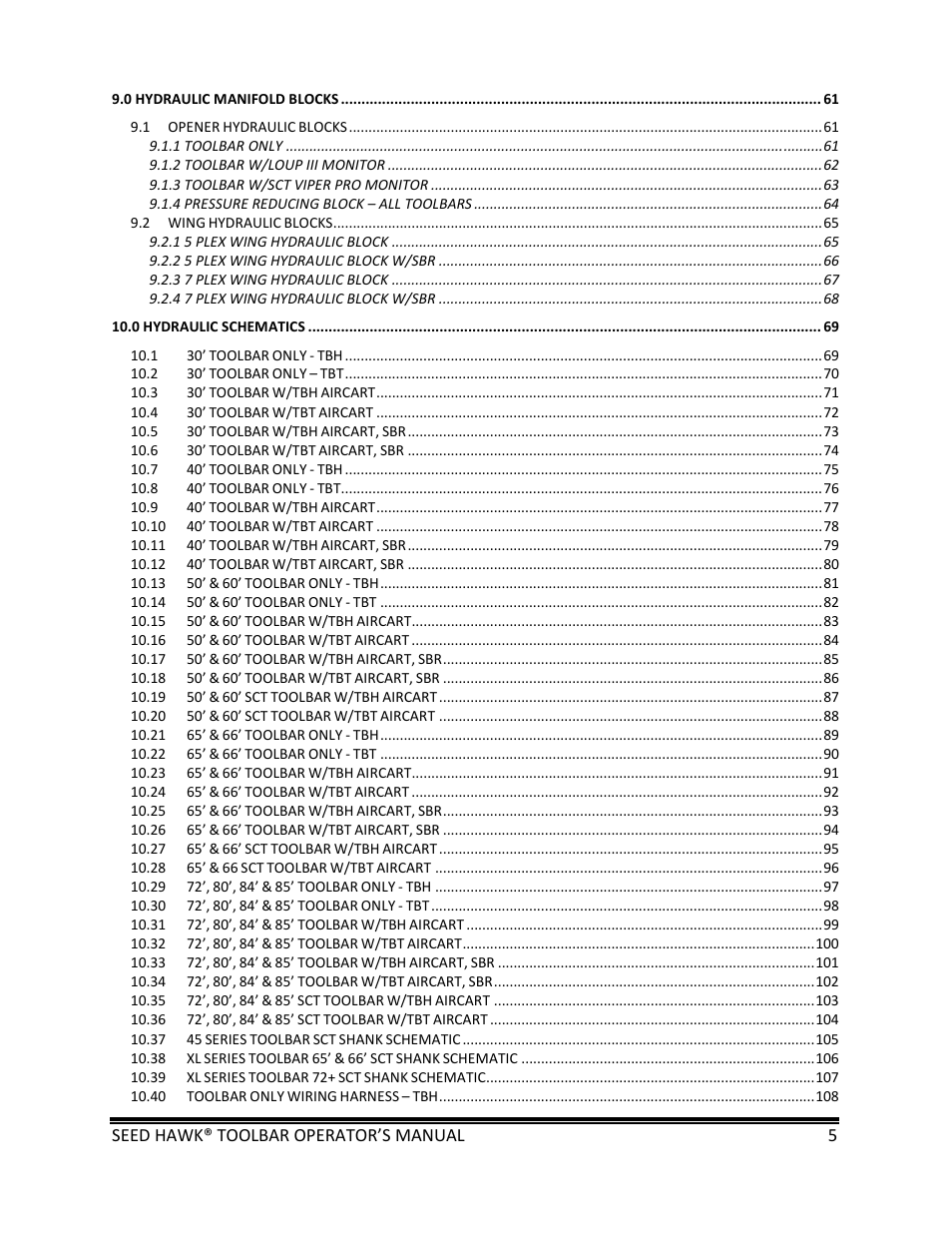 Seed hawk® toolbar operator’s manual 5 | Seed Hawk TOOLBAR 2013 45 & XL SERIES User Manual | Page 5 / 113