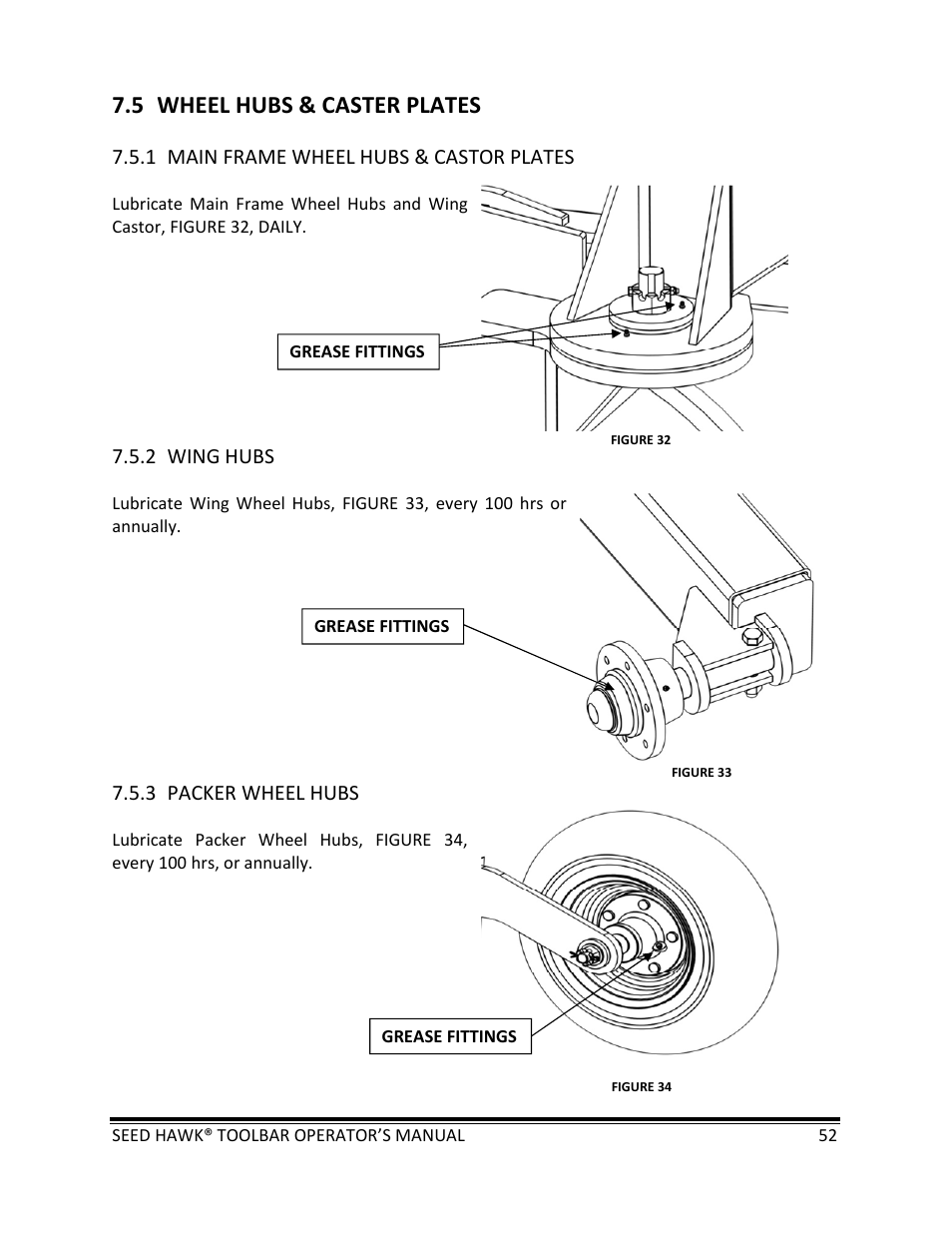 5 wheel hubs & caster plates | Seed Hawk TOOLBAR 2013 45 & XL SERIES User Manual | Page 52 / 113
