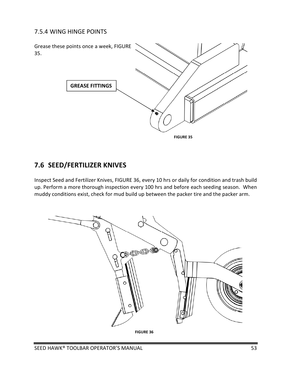 6 seed/fertilizer knives | Seed Hawk TOOLBAR 2013 45 & XL SERIES User Manual | Page 53 / 113