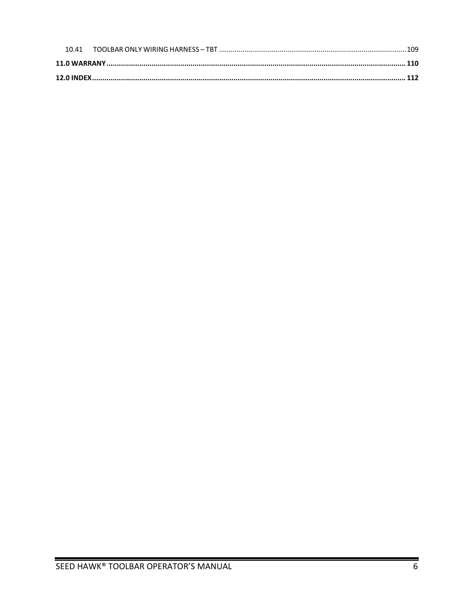Seed Hawk TOOLBAR 2013 45 & XL SERIES User Manual | Page 6 / 113
