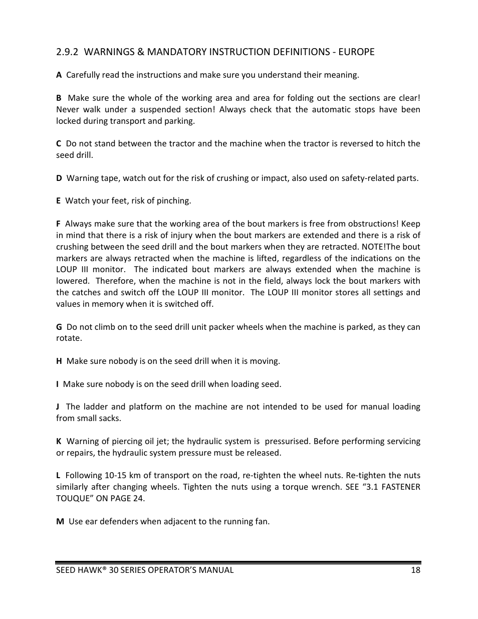 Seed Hawk 30 SERIES: 600C & 800C 2013 User Manual | Page 18 / 127