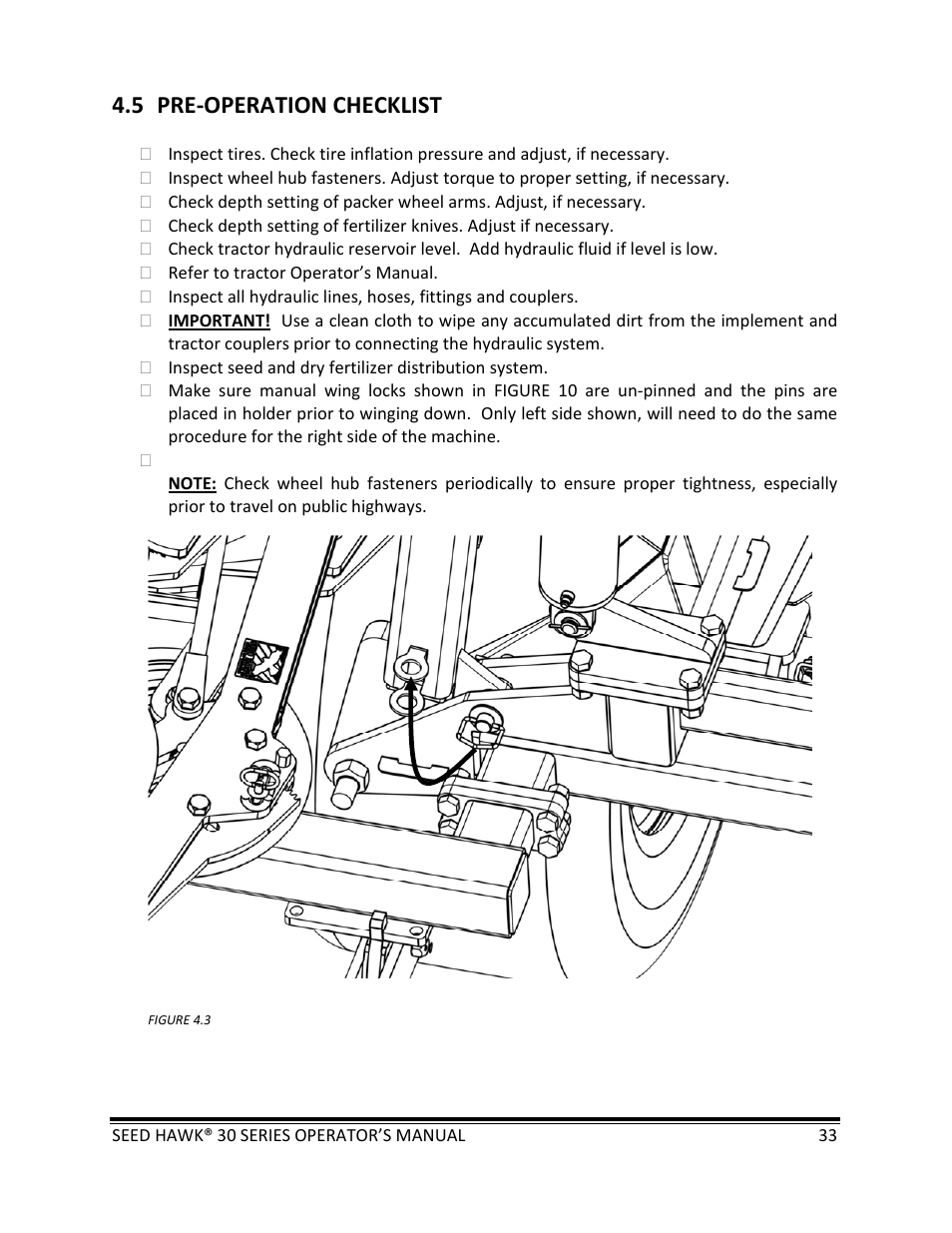 5 pre‐operation checklist | Seed Hawk 30 SERIES: 600C & 800C 2013 User Manual | Page 33 / 127