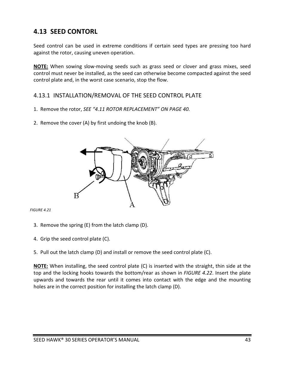 13 seed contorl | Seed Hawk 30 SERIES: 600C & 800C 2013 User Manual | Page 43 / 127
