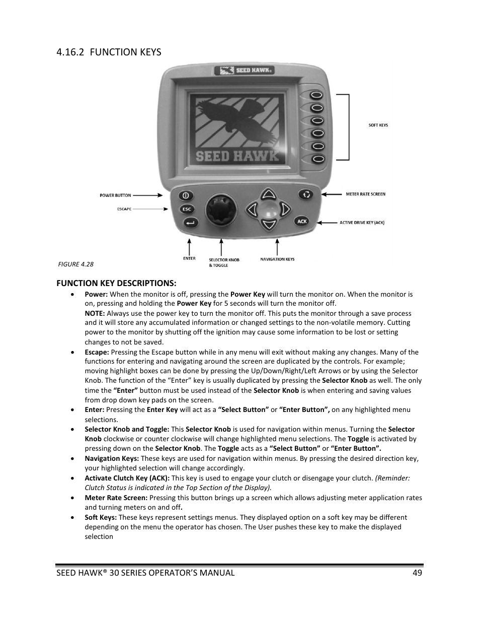 2 function keys | Seed Hawk 30 SERIES: 600C & 800C 2013 User Manual | Page 49 / 127