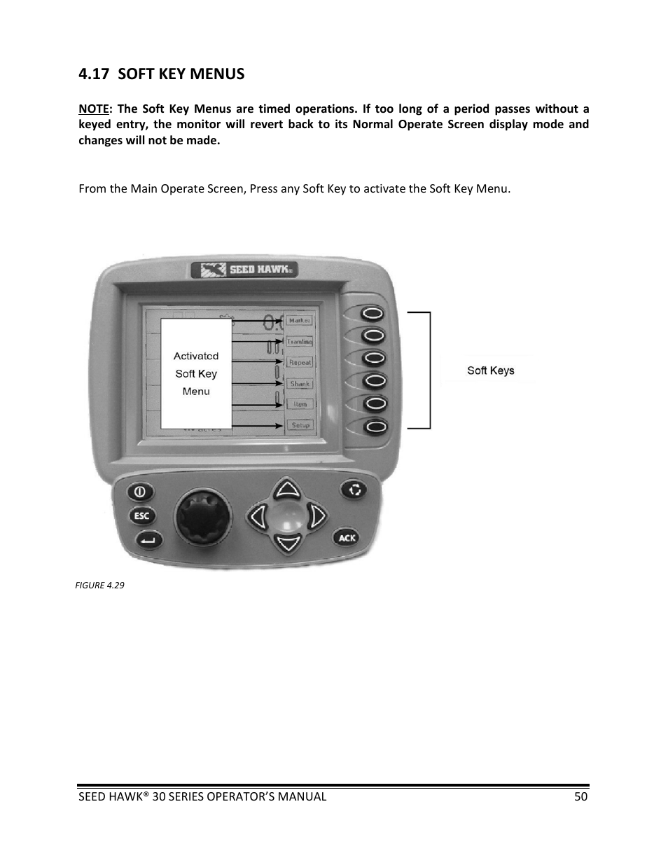 17 soft key menus | Seed Hawk 30 SERIES: 600C & 800C 2013 User Manual | Page 50 / 127