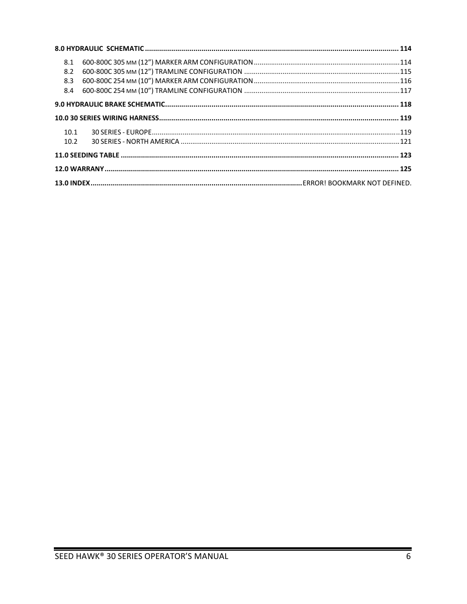 Seed Hawk 30 SERIES: 600C & 800C 2013 User Manual | Page 6 / 127