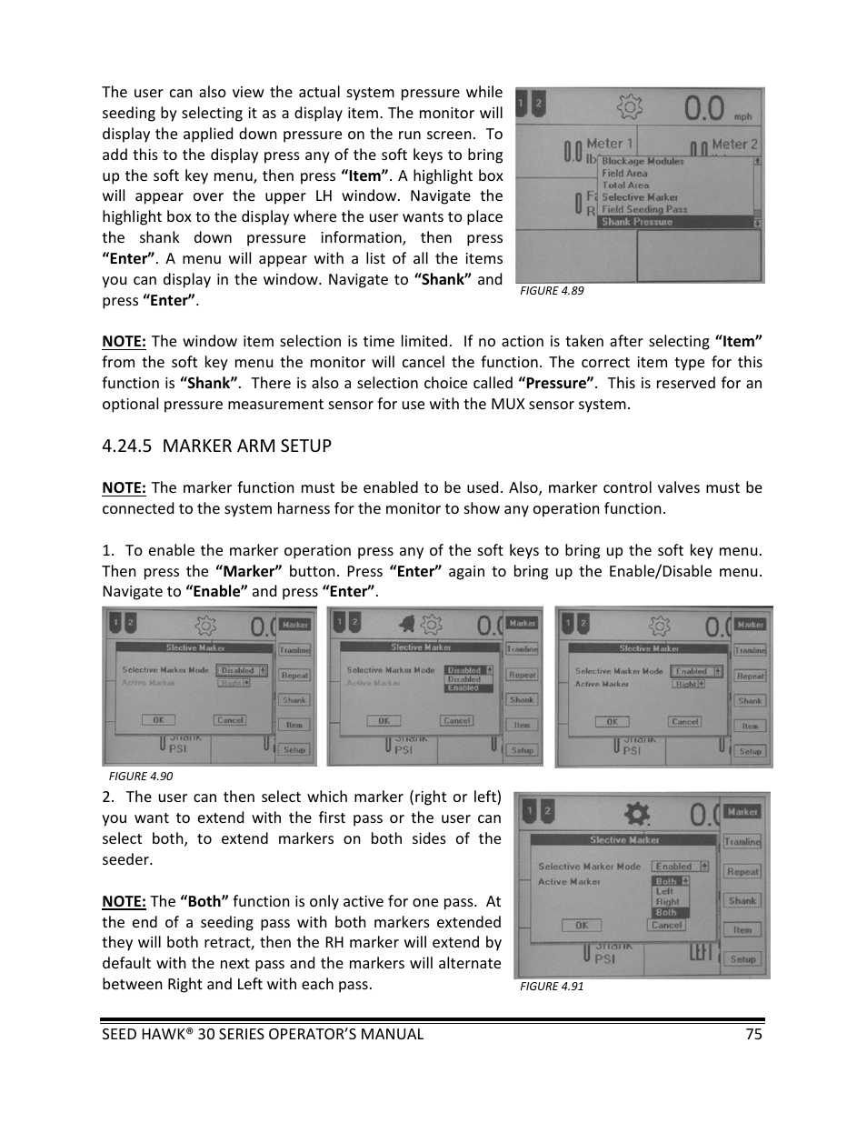 5 marker arm setup | Seed Hawk 30 SERIES: 600C & 800C 2013 User Manual | Page 75 / 127