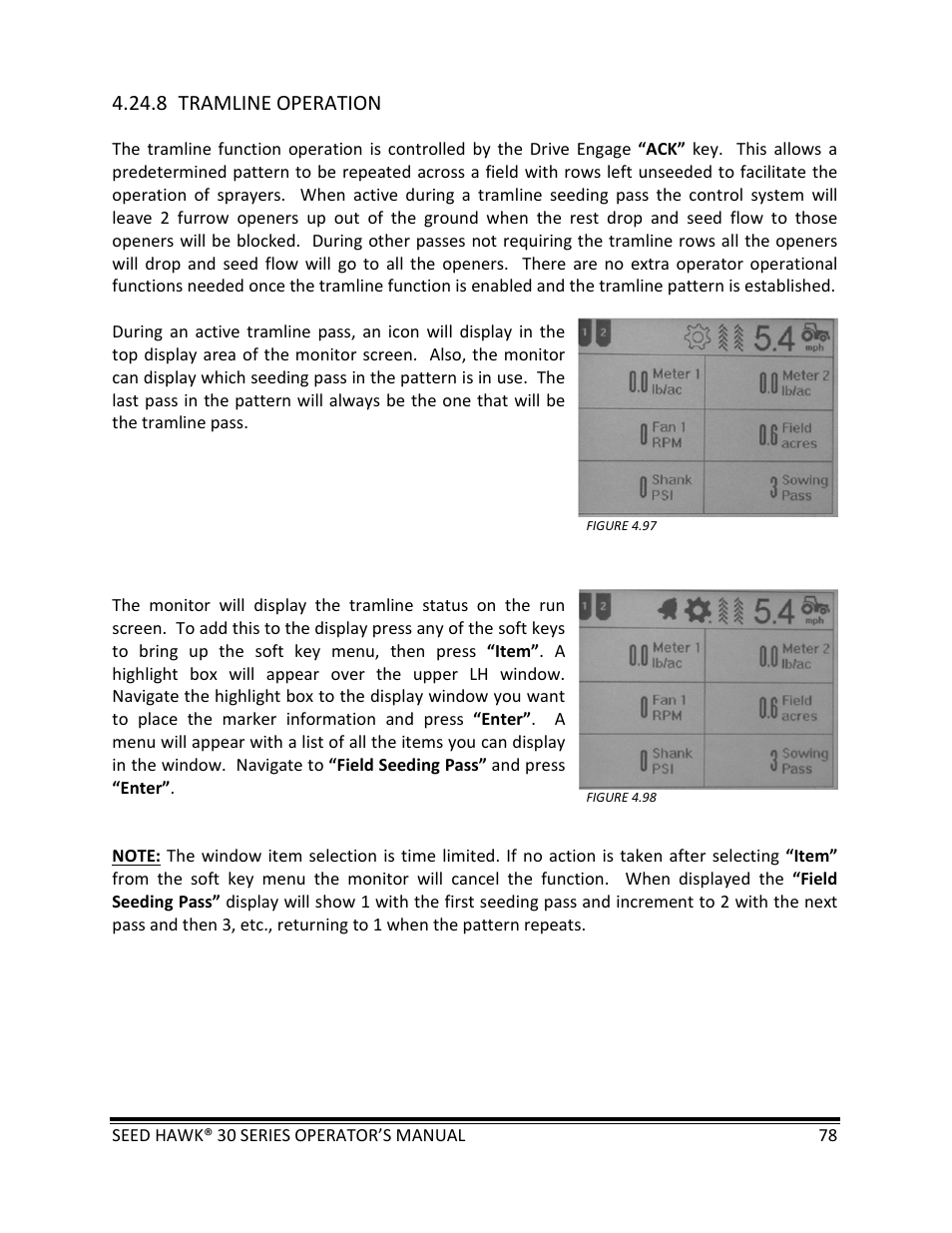 8 tramline operation | Seed Hawk 30 SERIES: 600C & 800C 2013 User Manual | Page 78 / 127