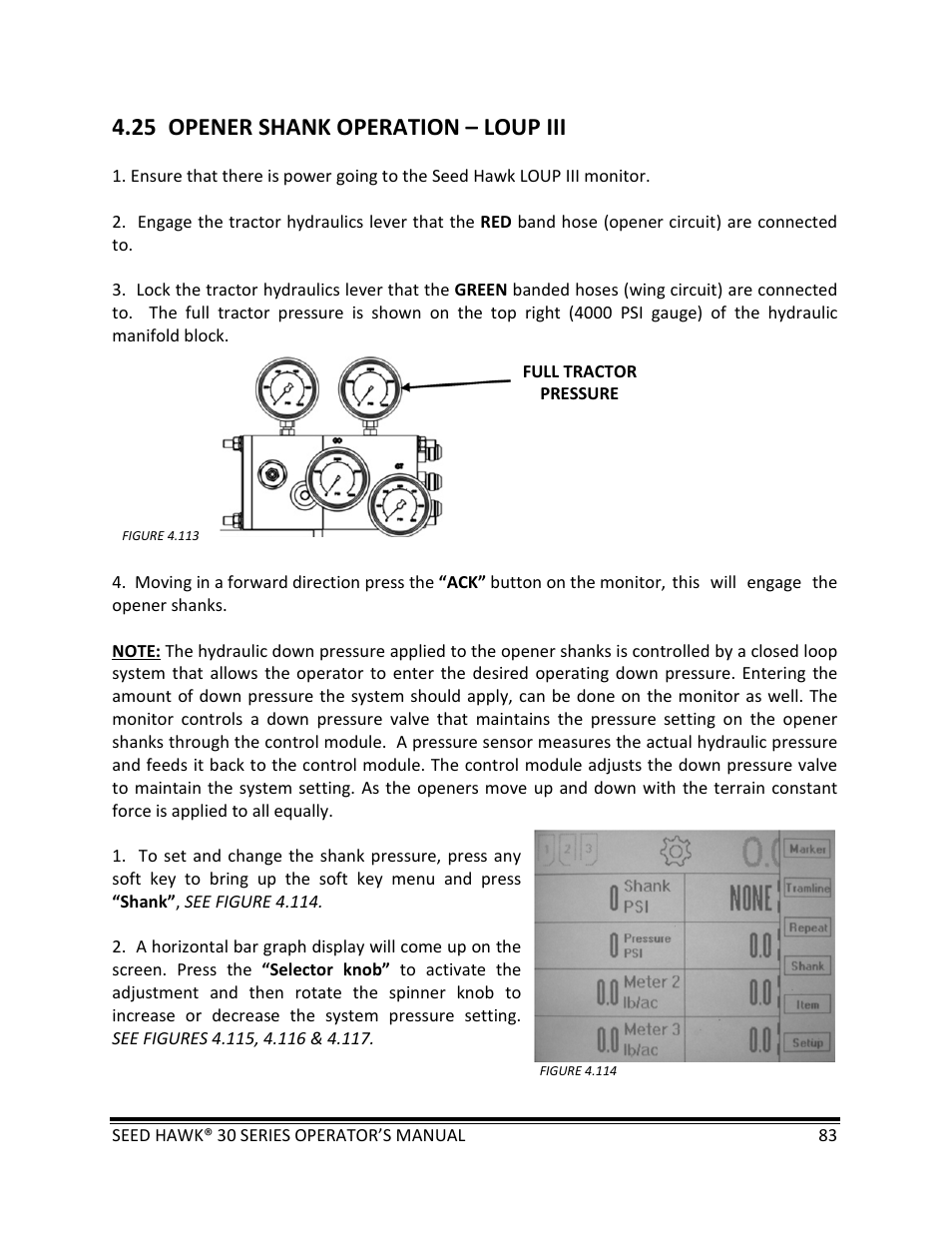 25 opener shank operation – loup iii | Seed Hawk 30 SERIES: 600C & 800C 2013 User Manual | Page 83 / 127