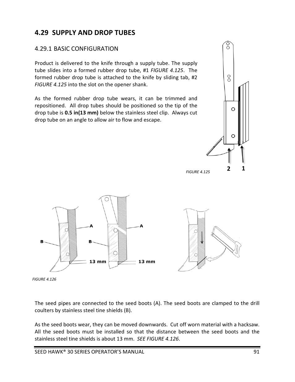 29 supply and drop tubes | Seed Hawk 30 SERIES: 600C & 800C 2013 User Manual | Page 91 / 127