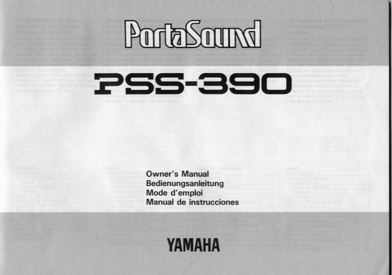 Yamaha PSS-390 User Manual | 47 pages