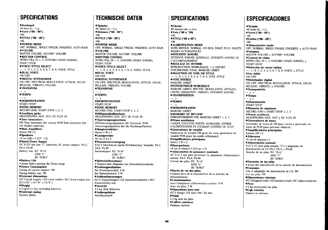 Yamaha PSS-390 User Manual | Page 45 / 47