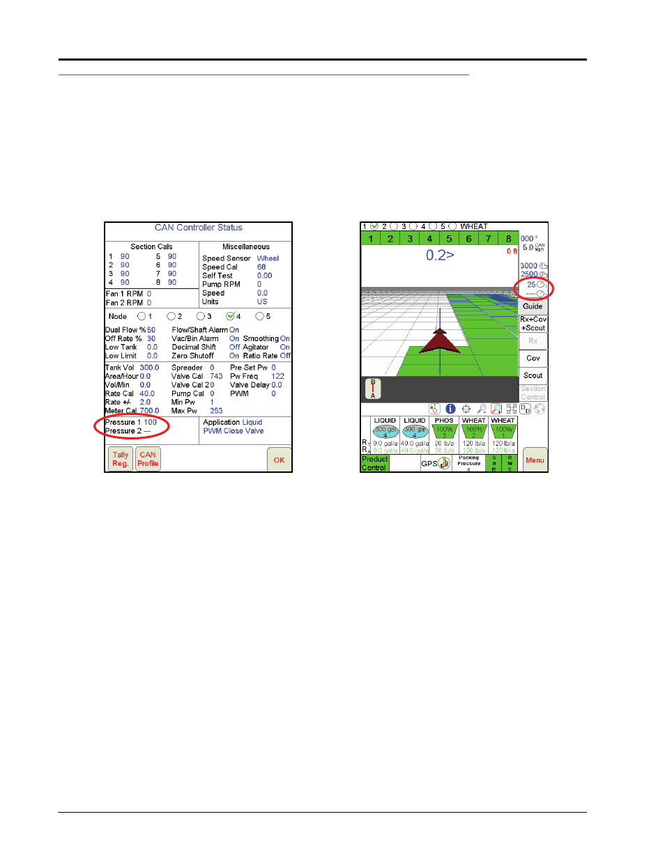 Pressure area, Dual pressure, Entering a setting with no analog gauge | Seed Hawk Raven 2011 User Manual | Page 60 / 248