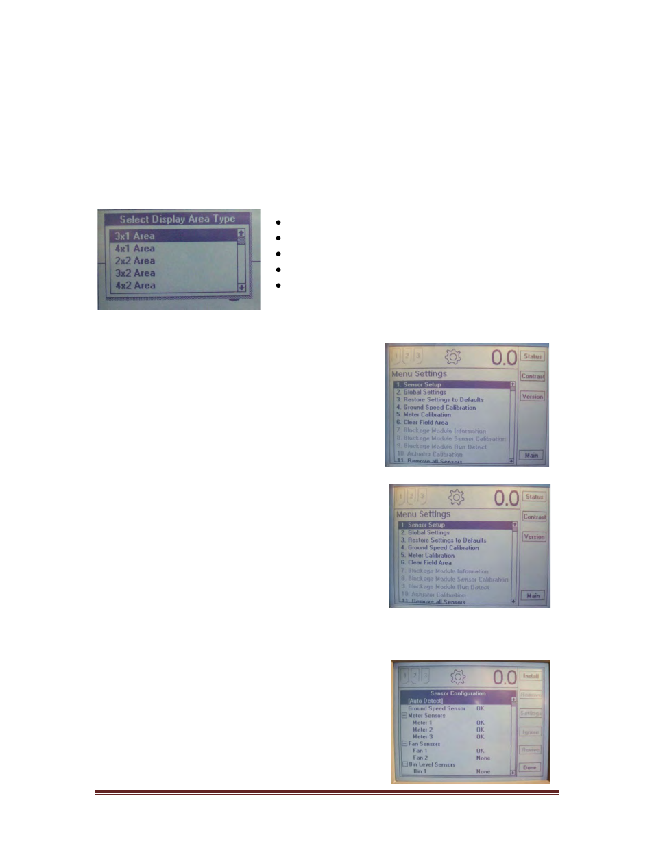 Layout menu, Setup menu, Menu settings | Sensor setup/sensor configuration, 5 layout menu, 6 setup menu, 4 menu settings, 1 sensor setup/sensor configuration | Seed Hawk Ground Drive: Granular & Liquid 2011 User Manual | Page 55 / 78