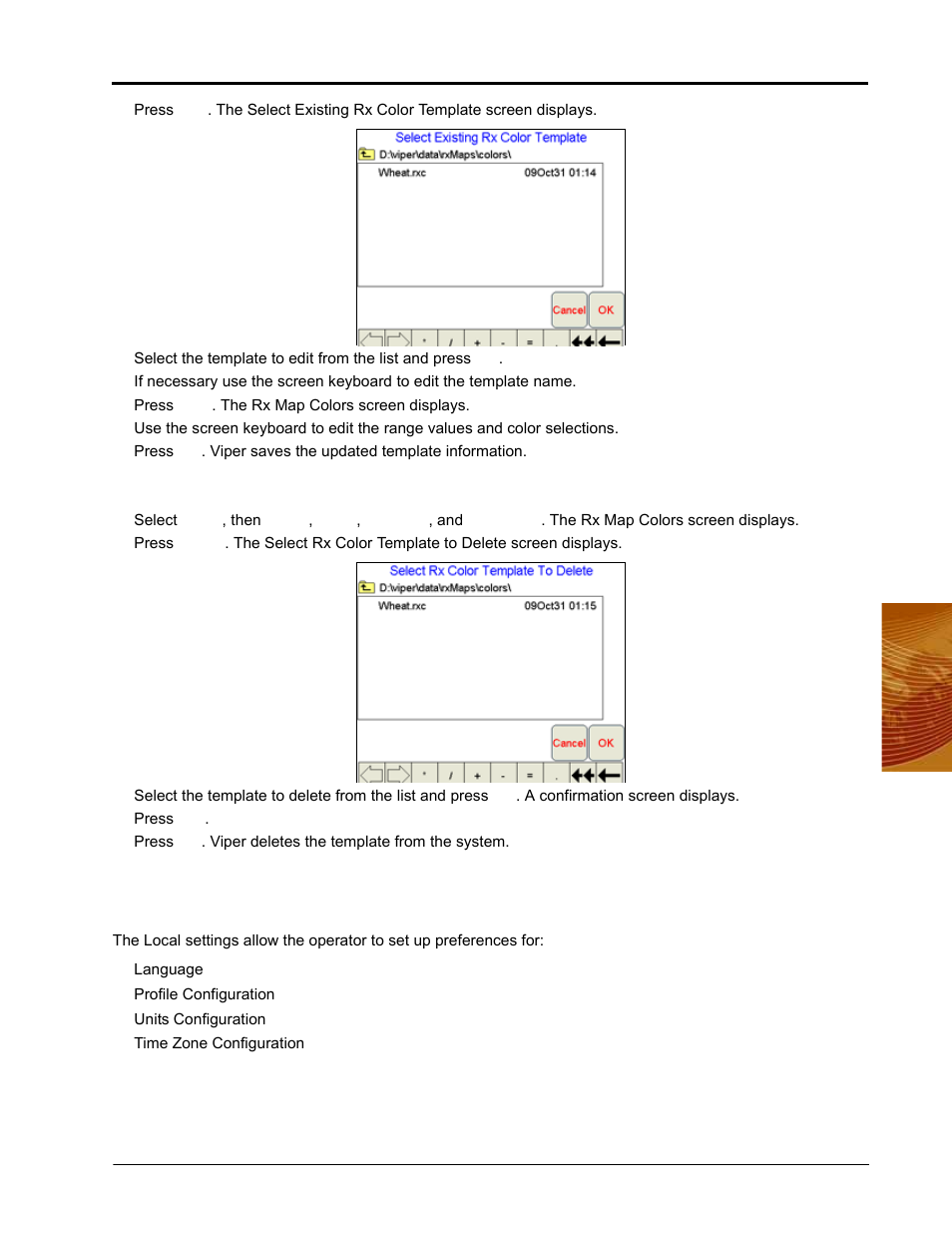 Local settings | Seed Hawk Raven 2010 User Manual | Page 107 / 248