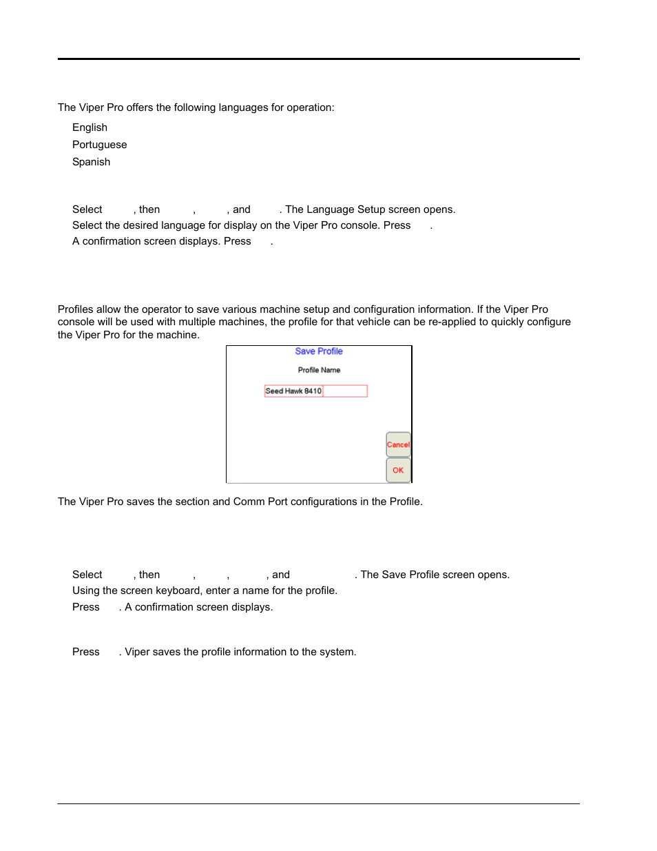 Language, Profile configuration, Language profile configuration | Seed Hawk Raven 2010 User Manual | Page 108 / 248