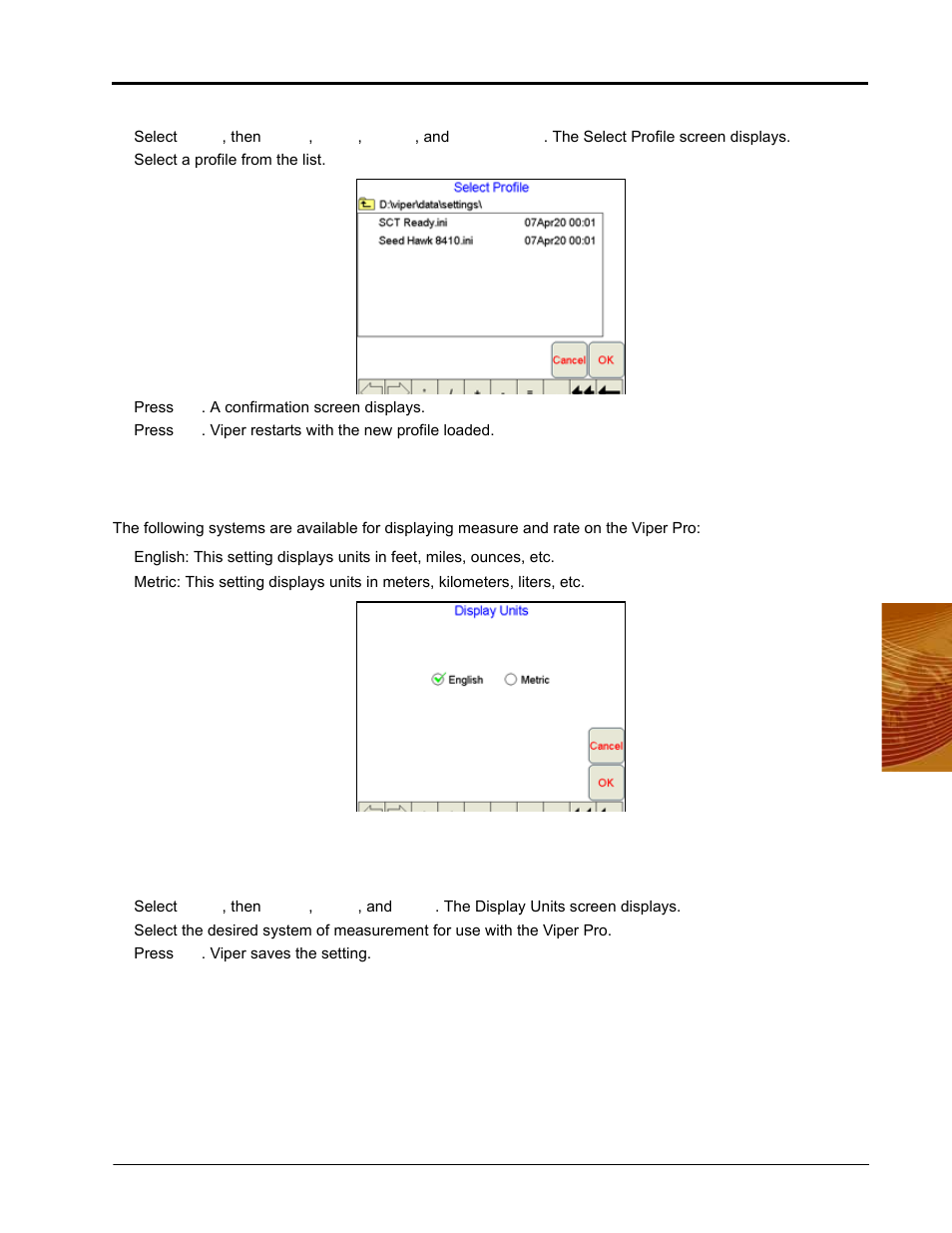 Display units configuration | Seed Hawk Raven 2010 User Manual | Page 109 / 248