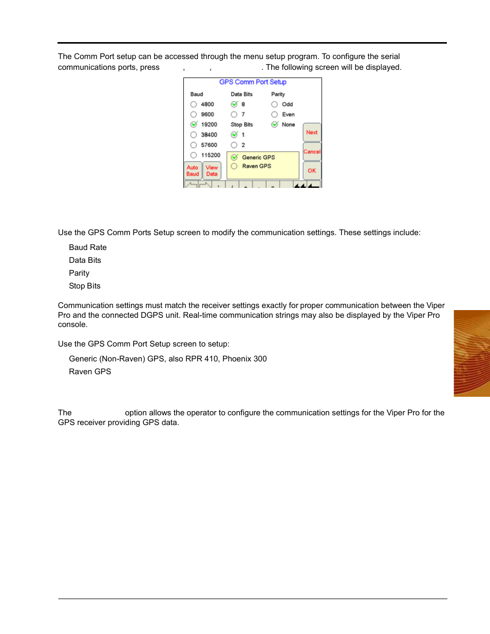 Gps comm port setup | Seed Hawk Raven 2010 User Manual | Page 111 / 248