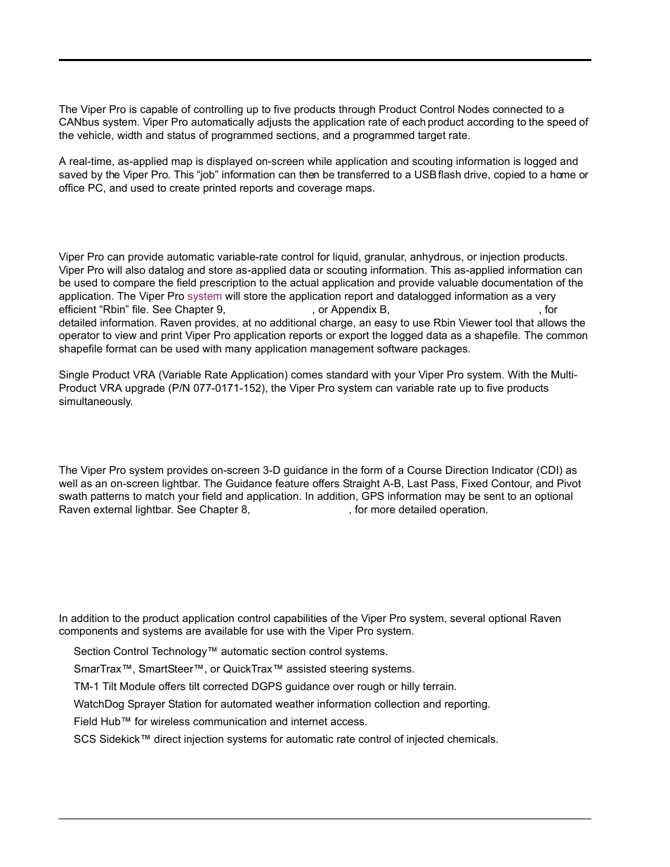 Speed compensated product control and datalogging, Variable rate application (vra), On-screen guidance | Optional features | Seed Hawk Raven 2010 User Manual | Page 12 / 248