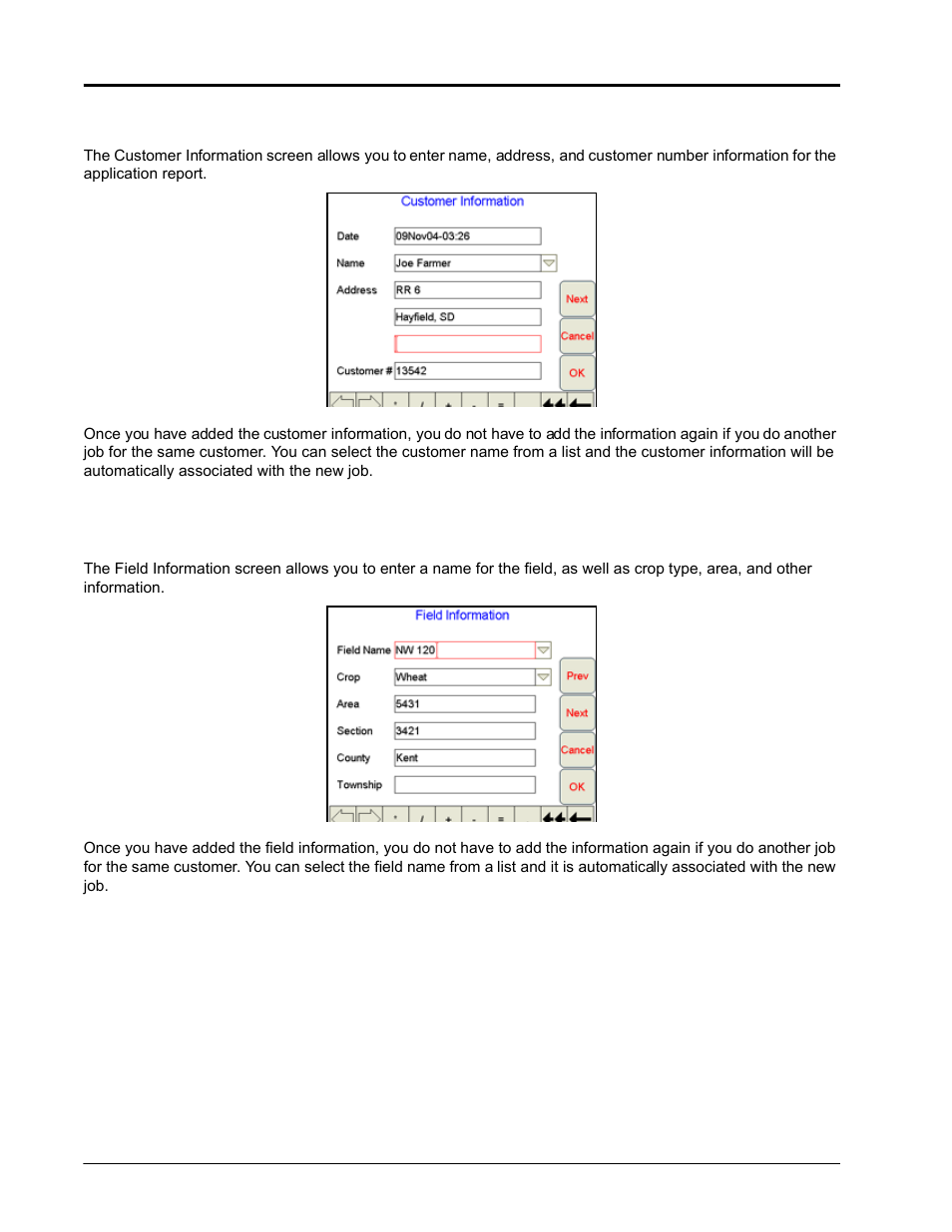 Customer information, Field information | Seed Hawk Raven 2010 User Manual | Page 132 / 248