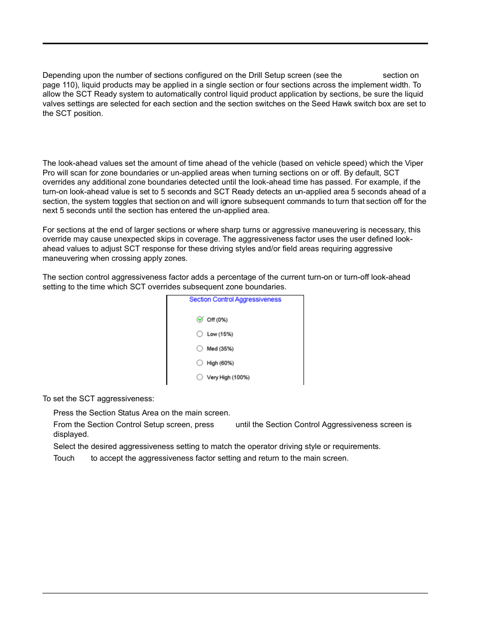 Section control aggressiveness factor | Seed Hawk Raven 2010 User Manual | Page 146 / 248