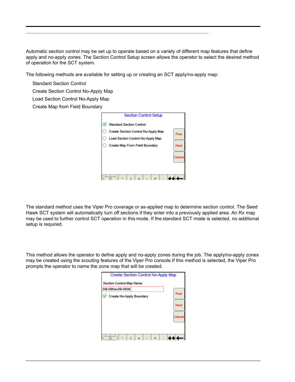Section control apply/no-apply mapping, Standard section control method, Create section control no-apply map method | Seed Hawk Raven 2010 User Manual | Page 152 / 248