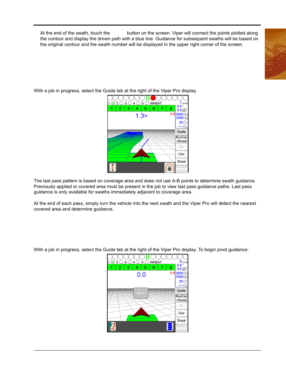 Setting the last pass pattern, Setting the pivot pattern | Seed Hawk Raven 2010 User Manual | Page 161 / 248