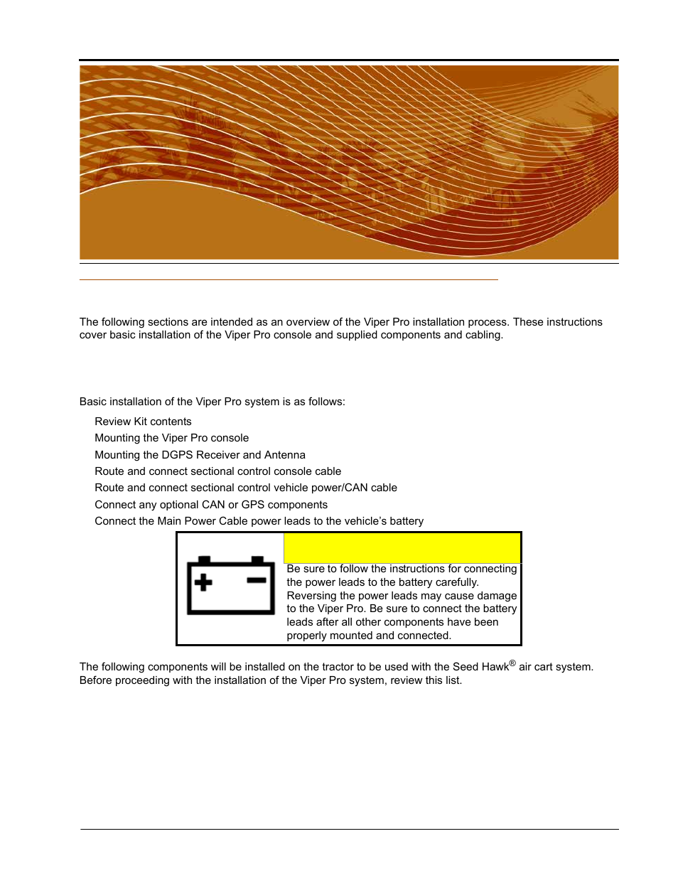 Installation, start up & registration, Overview of the installation process, Chapter 2 | Caution, Chapter | Seed Hawk Raven 2010 User Manual | Page 17 / 248
