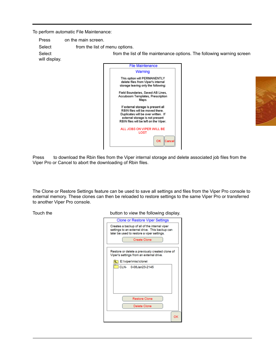 Clone or restore settings | Seed Hawk Raven 2010 User Manual | Page 179 / 248