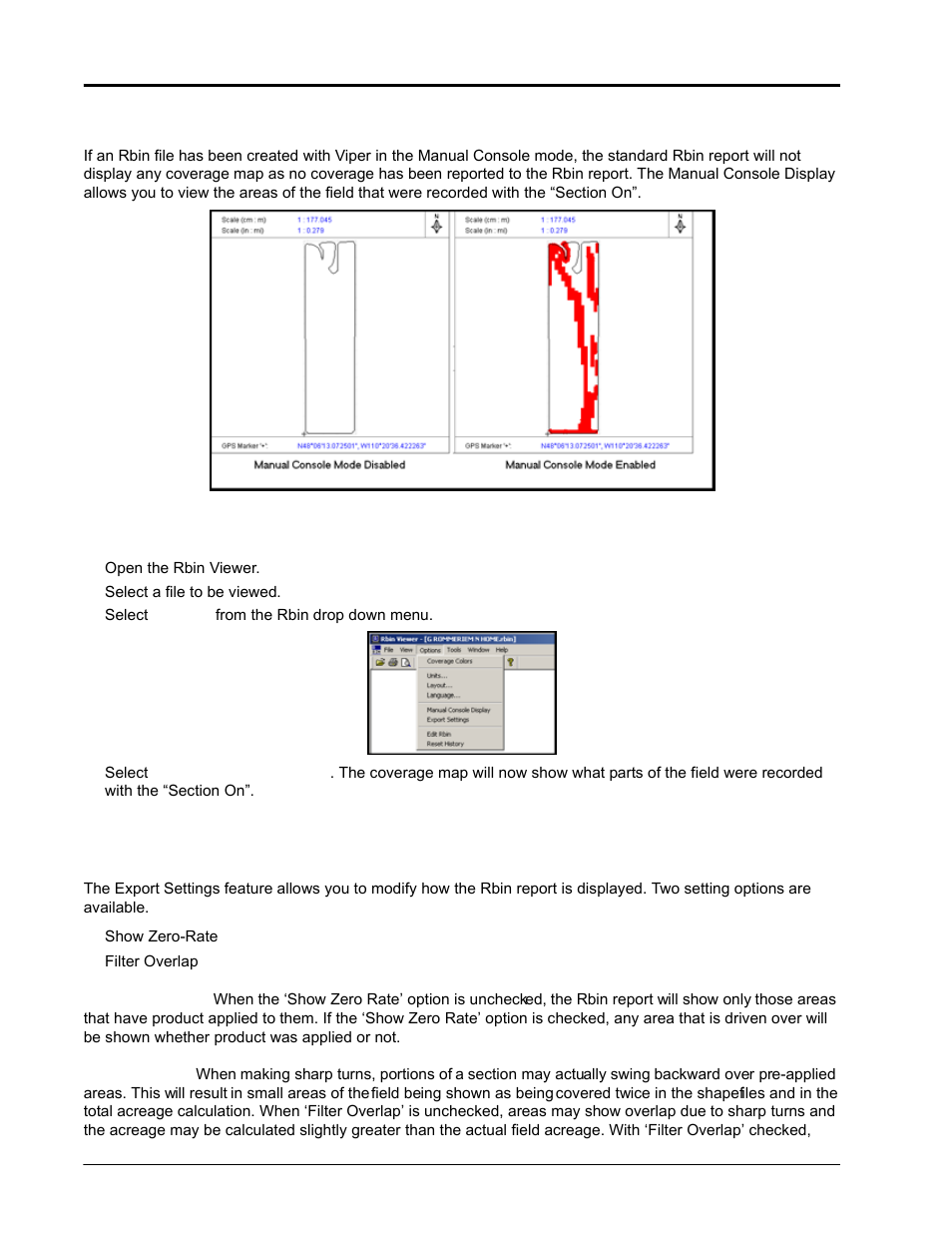 Enabling manual console display, To enable manual console display, Export settings | Seed Hawk Raven 2010 User Manual | Page 192 / 248