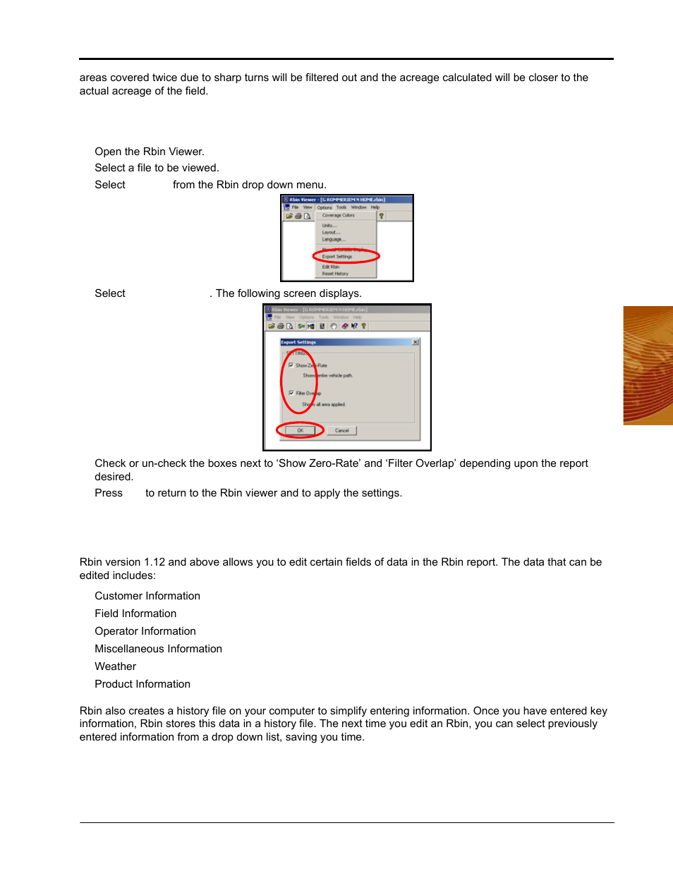 To change the export settings, Editing an rbin report | Seed Hawk Raven 2010 User Manual | Page 193 / 248