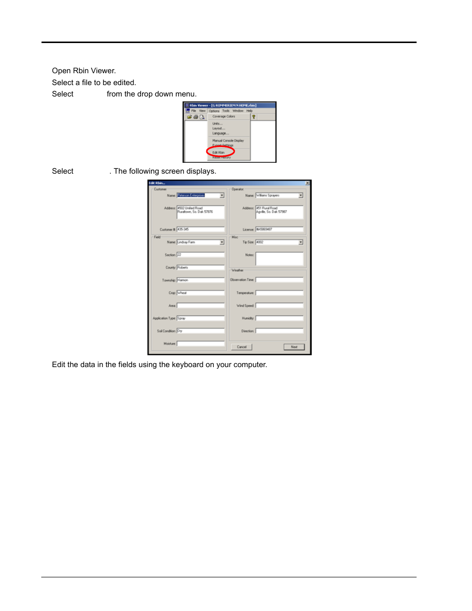 To edit an rbin report | Seed Hawk Raven 2010 User Manual | Page 194 / 248